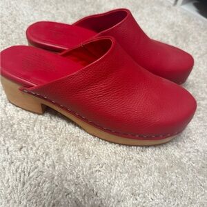 Charlotte Stone Vibrant Red Leather Mules